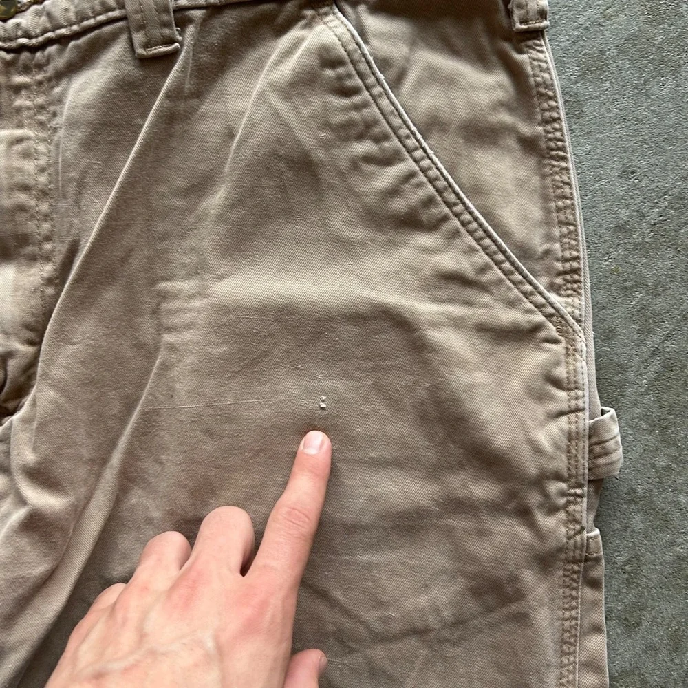 Vintage 90s Carhartt Carpenter Pants Size 40x32 Tan Relaxed Fit Canvas Workwear
